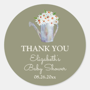 Daisy Baby shower Bedankt Ronde Sticker