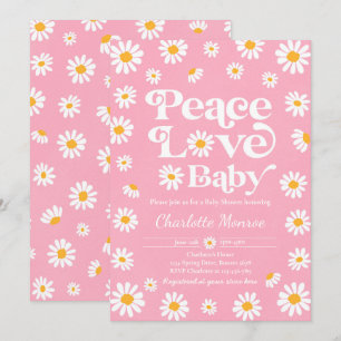 Daisy Baby shower Bohemian Peace Love Baby shower Kaart