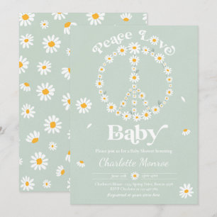 Daisy Baby shower Bohemian Peace Love Baby shower  Kaart