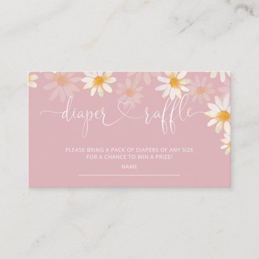 Daisy Baby shower Diaper Raffle Ticket Informatiekaartje (Voorkant)