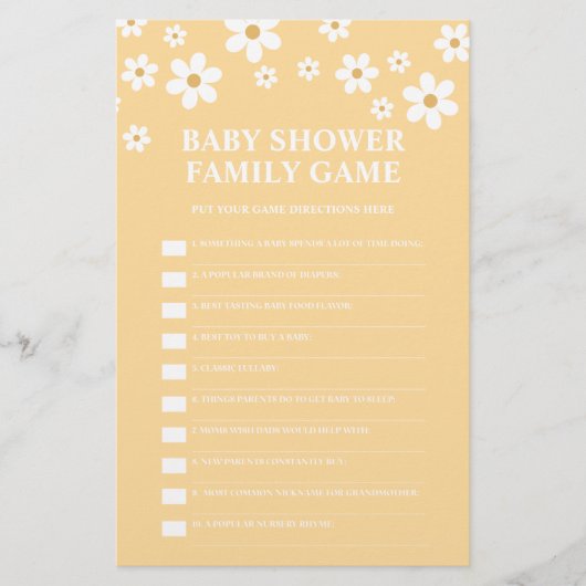 Daisy Baby shower Game Flyer (Voorkant)