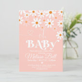 Daisy Baby shower Invitation Boho Retro Daisy Hipp Kaart (Staand voorkant)