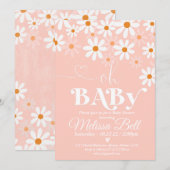 Daisy Baby shower Invitation Boho Retro Daisy Hipp Kaart (Voorkant / Achterkant)