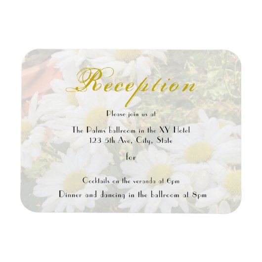Daisy Background Flows Yellow and Grey Wedding Magneet (Horizontaal)