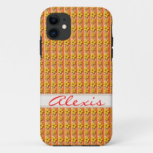 Daisy Background met naam Case-Mate iPhone Case (Achterkant)