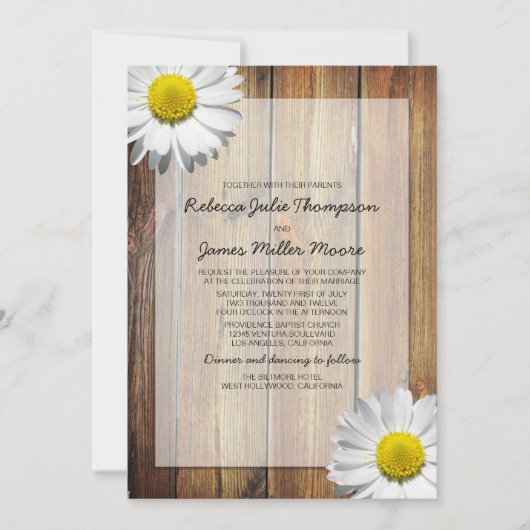 Daisy - Barn Wood - Invitations de mariage (Devant)