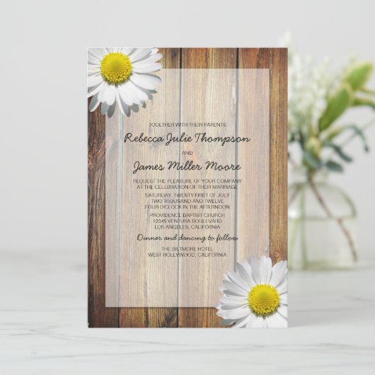 Daisy - Barn Wood - Invitations de mariage (Debout devant)