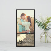 Daisy Barn Wood Ranch Wedding Save the Date Sepia (Staand voorkant)