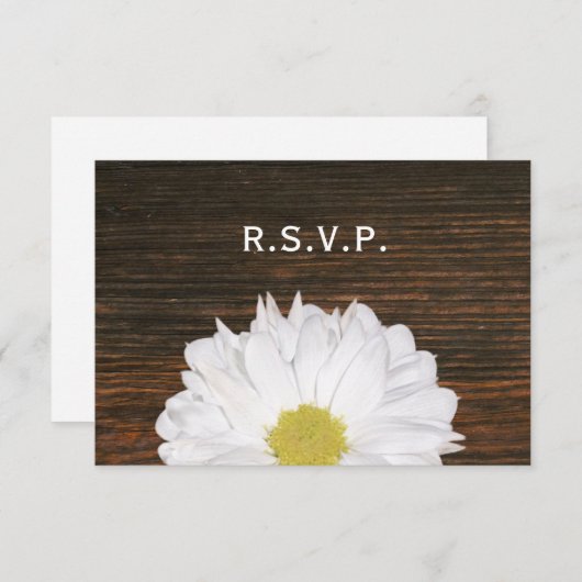 Daisy & Barnwood Rustic Wedding RSVP (Voorkant / Achterkant)