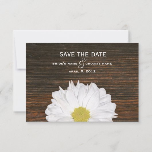 Daisy & Barnwood Wedding Save the Date (Voorkant)