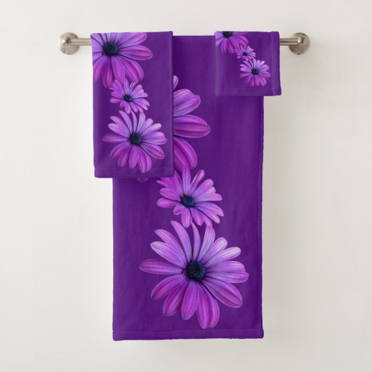 Daisy Bath sets Blue Paars Daisy Bath Bad Handdoek (Insitu)