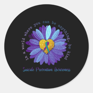 Daisy Be Kind Suicide Prevention Awareness Blauwgr Ronde Sticker