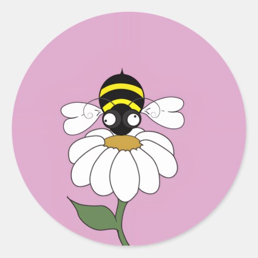 Daisy Bee Round Sticker (Devant)