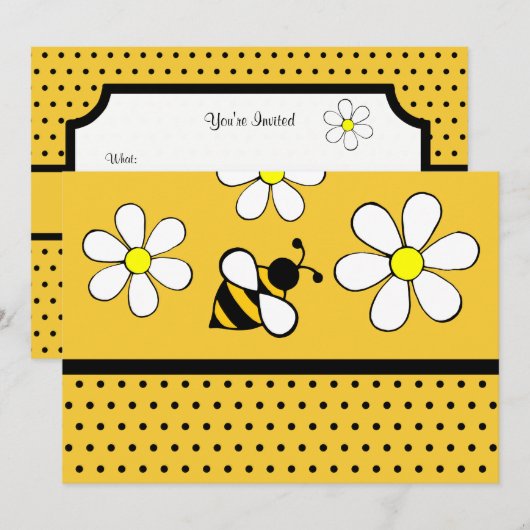 Daisy Bee Uitnodigingen (Voorkant / Achterkant)