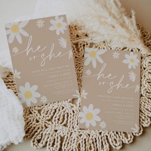 Daisy Beige Lui ou Elle Genre Reveillez Invitation