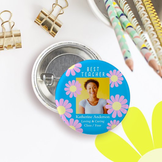 Daisy Beste Leraar Foto Bright Blue Button