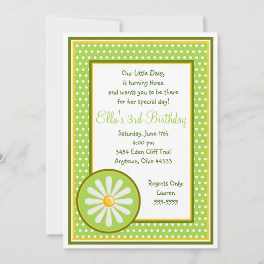 Daisy Birthday Invitations Kaart (Voorkant)
