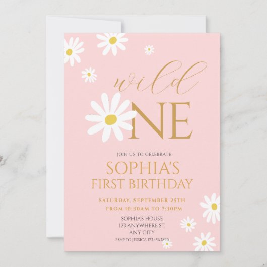 Daisy Birthday Party Bohmian Wild One 1e verjaarda Kaart (Voorkant)