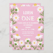 Daisy Birthday Party Boho One 1e verjaardag Kaart (Voorkant / Achterkant)