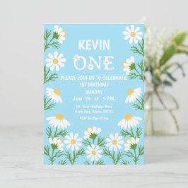 Daisy Birthday Party Boho One 1st Birthday Invitat Kaart
