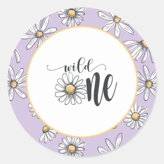 Daisy Birthday Sticker - Wild One - Paars (Voorkant)