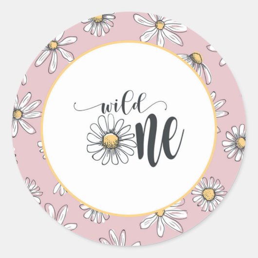 Daisy Birthday Sticker - Wild One - Roze (Voorkant)