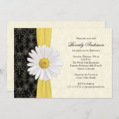 Daisy Black Jaune, Ivory Retraite Invitation (Devant / Derrière)