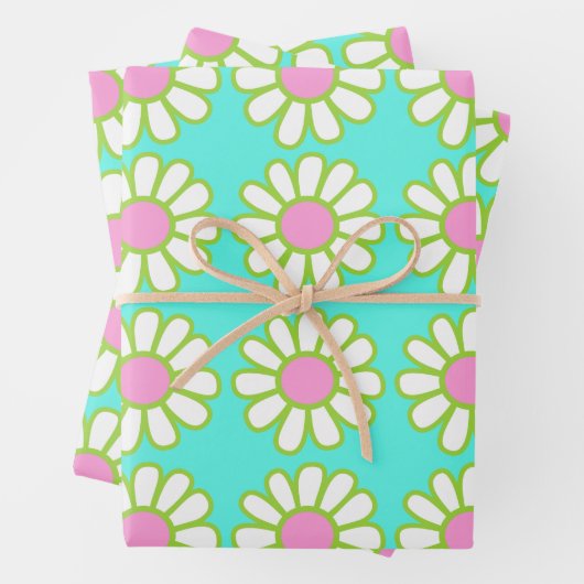 Daisy Blauwgroen Inpakpapier Vel (In situ)