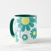 Daisy Blauwgroen Monogram Mok (Voorkant links)