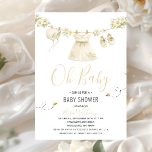 Daisy Bloem Baby Shower Waslijn voor Meisje Kaart