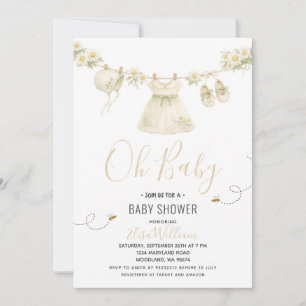 Daisy Bloem Baby Shower Waslijn voor Meisje Kaart
