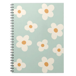 Daisy Bloem Bloemen Groen Patroon Pastel Kleuren Notitieboek