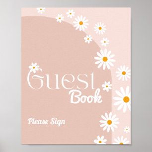 Daisy bloem Boho Girl baby shower gastboek Poster