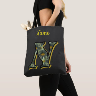 Daisy Bloem Kunst Monogram Initiaal N Gepersonalis Draagtas
