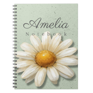 Daisy Bloem Notebook Naam | Salie Groene Journal Notitieboek