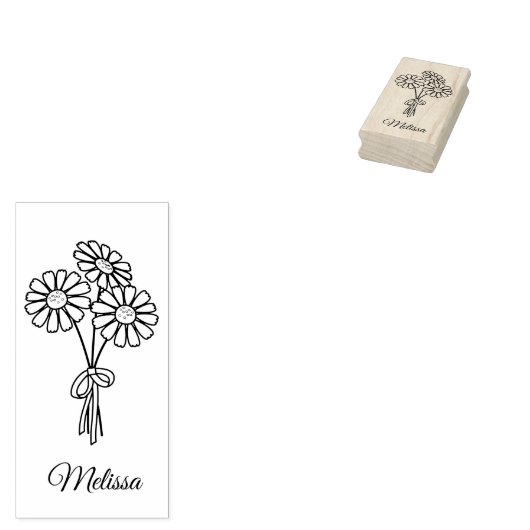 Daisy Bloemen Aangepaste Naam Rubberstempel (Gestempeld)