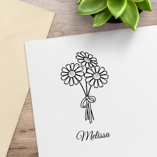 Daisy Bloemen Aangepaste Naam Rubberstempel