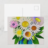 Daisy bloemen in vaas briefkaart (Voorkant / Achterkant)