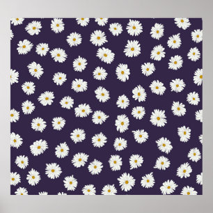 Daisy bloemen: klein, naadloos patroon. poster