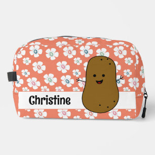 Daisy Bloemen Zalm Roze Bruine Aardappel Custom Toilettasje