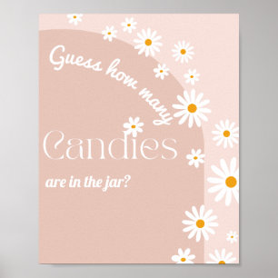 Daisy bloom Boho Girl baby shower game Poster