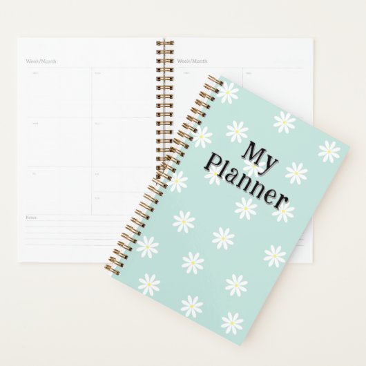 Daisy Bloom Planner – Soft Blue Floral Cover (Devant avec enveloppe)