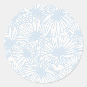Daisy Blooms - Poederblauw Ronde Sticker