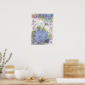 Daisy Blue Hydrangea Waterverf Flowers Poster (Keuken)