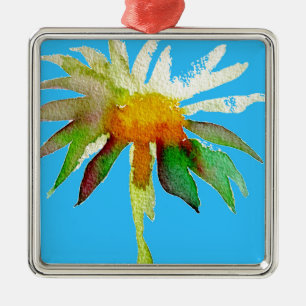 Daisy Blue Modern Art flower Metalen Ornament