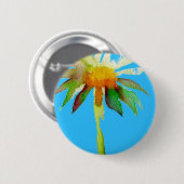 Daisy Blue Modern Art flower Ronde Button 5,7 Cm (Voorkant /achterkant)