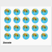 Daisy Blue Modern Art flower Ronde Sticker (Vel)