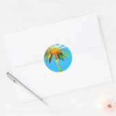 Daisy Blue Modern Art flower Ronde Sticker (Envelop)
