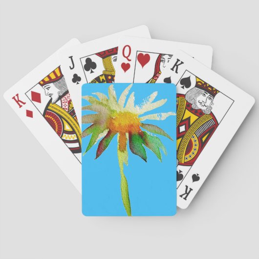 Daisy Blue Modern Art flower Speelkaarten (Achterkant)