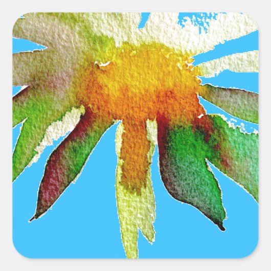 Daisy Blue Modern Art flower Vierkante Sticker (Voorkant)